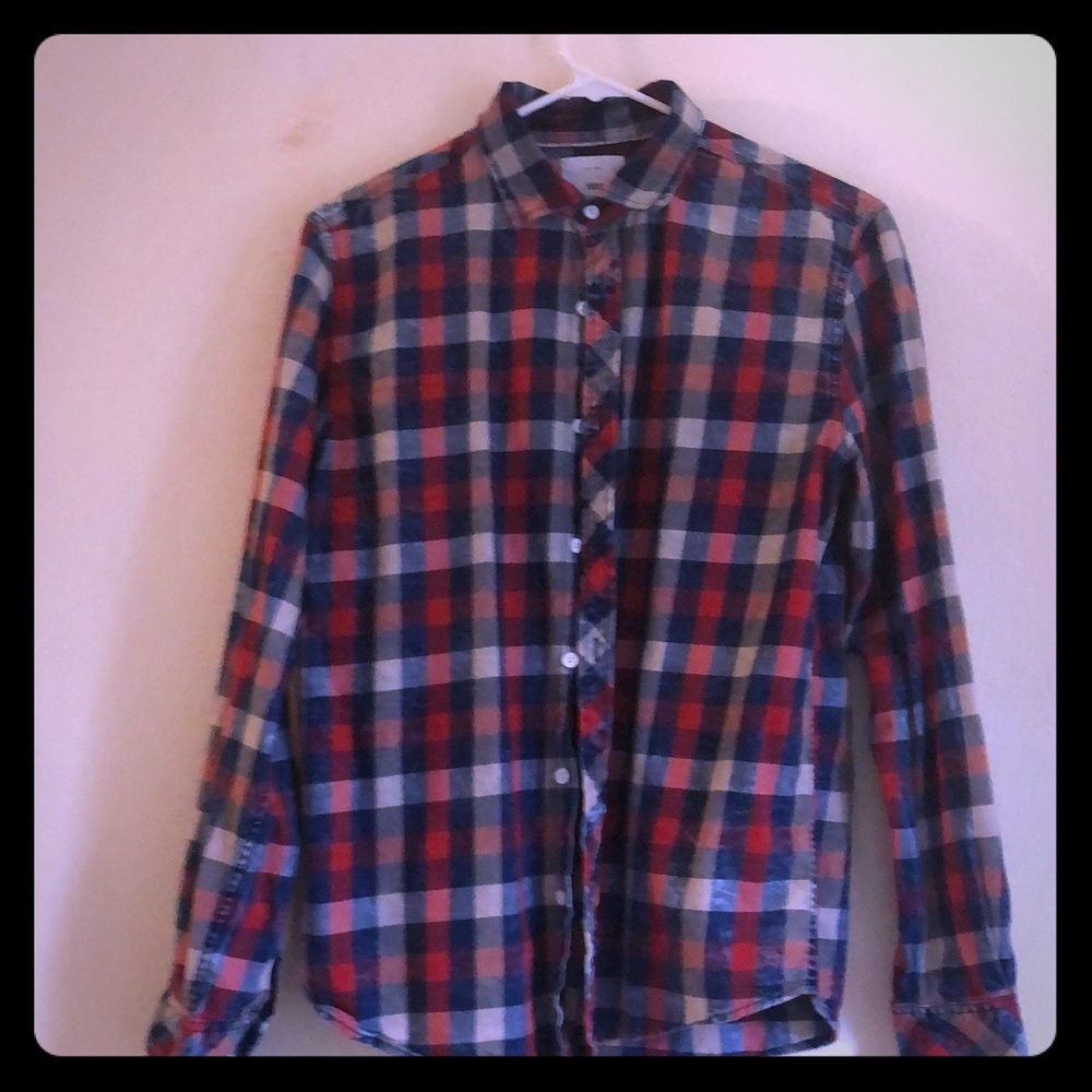 Very nice red and blue checkered dress shirt